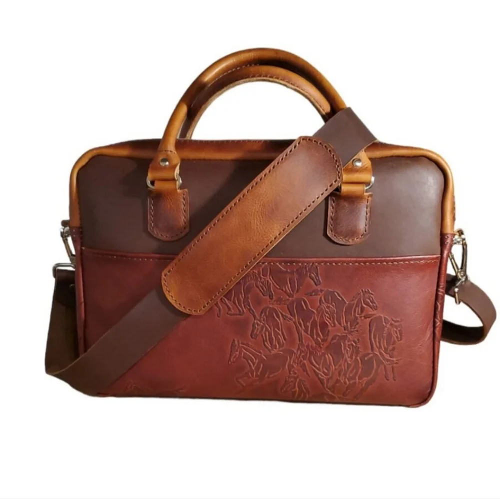Handcrafted Genuine Leather Unisex Western Messenger Laptop Briefcase Bag